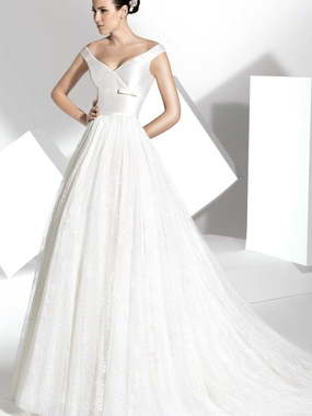 Свадебное платье Lilio. Силуэт А-силуэт. Цвет Белый / Молочный. Вид 1