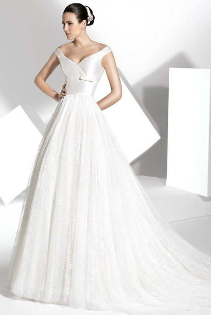 Свадебное платье Lilio. Силуэт А-силуэт. Цвет Белый / Молочный. Вид 1
