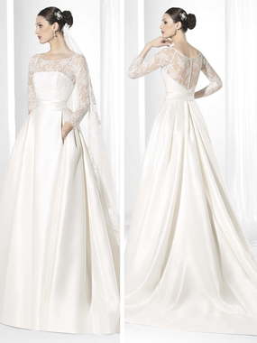 Свадебное платье MN813. Силуэт А-силуэт. Цвет Белый / Молочный. Вид 1