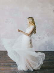 Свадебное платье Melania. Силуэт А-силуэт. Цвет Айвори / Капучино. Вид 2