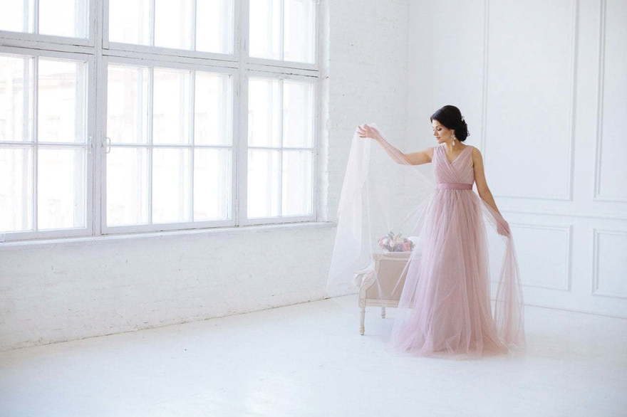 Свадебное платье Barbaris. Силуэт А-силуэт. Цвет Красный / Марсала, оттенки Розового. Вид 6