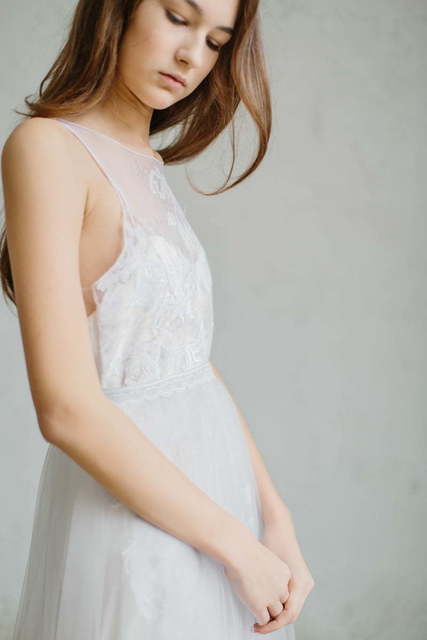 Свадебное платье Rosa. Силуэт А-силуэт. Цвет Айвори / Капучино, Белый / Молочный. Вид 3