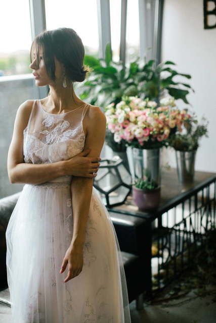 Свадебное платье Rosa. Силуэт А-силуэт. Цвет Айвори / Капучино, Белый / Молочный. Вид 6