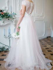 Свадебное платье Tourmaline. Силуэт А-силуэт. Цвет Белый / Молочный, оттенки Розового. Вид 2