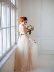 Свадебное платье Daria. Силуэт А-силуэт. Цвет Айвори / Капучино, Персик / Оранжевый. Вид 2