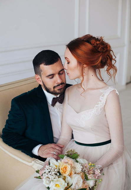 Свадебное платье Daria. Силуэт А-силуэт. Цвет Айвори / Капучино, Персик / Оранжевый. Вид 5