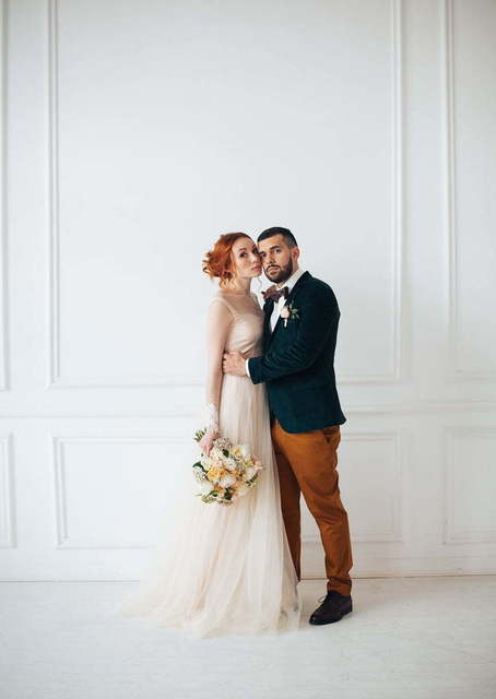 Свадебное платье Daria. Силуэт А-силуэт. Цвет Айвори / Капучино, Персик / Оранжевый. Вид 8