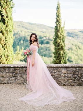 Свадебное платье Rose David Austin. Силуэт А-силуэт. Цвет Пепельный / Металлик, оттенки Розового, Голубой / Синий. Вид 2