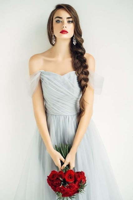 Свадебное платье Iris. Силуэт А-силуэт. Цвет Белый / Молочный, Голубой / Синий, Красный / Марсала, Пепельный / Металлик. Вид 10