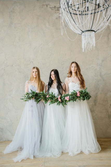 Свадебное платье Lazurit. Силуэт А-силуэт. Цвет Белый / Молочный, Голубой / Синий, Пепельный / Металлик, оттенки Розового. Вид 8