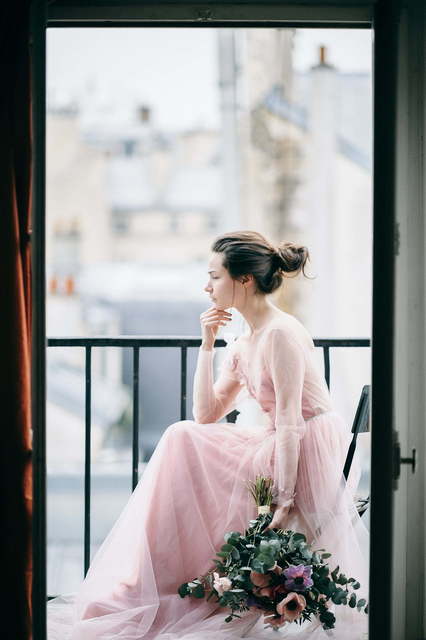 Свадебное платье Lazurit. Силуэт А-силуэт. Цвет Белый / Молочный, Голубой / Синий, Пепельный / Металлик, оттенки Розового. Вид 9