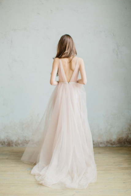 Свадебное платье Quarz. Силуэт А-силуэт. Цвет оттенки Розового. Вид 2