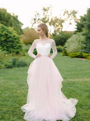 Свадебное платье Lavanda. Силуэт А-силуэт. Цвет Белый / Молочный, оттенки Розового, Лавандовый / Фиолетовый. Вид 1