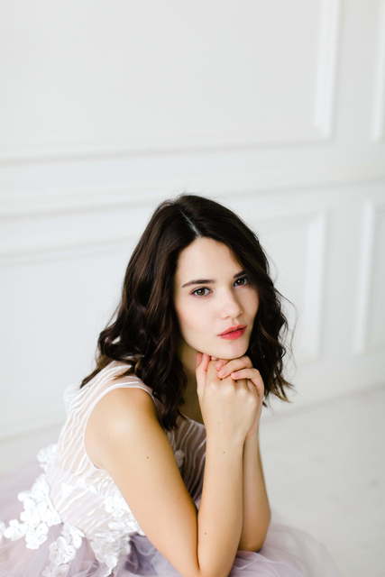 Свадебное платье Venera. Силуэт А-силуэт. Цвет Белый / Молочный, Лавандовый / Фиолетовый, оттенки Розового. Вид 6