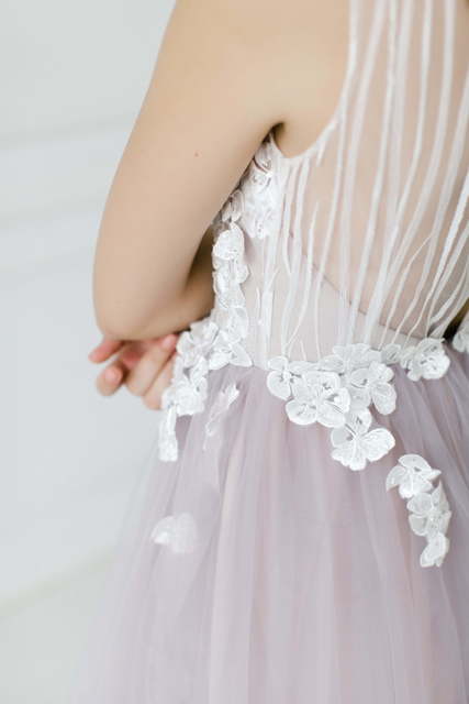 Свадебное платье Venera. Силуэт А-силуэт. Цвет Белый / Молочный, Лавандовый / Фиолетовый, оттенки Розового. Вид 7