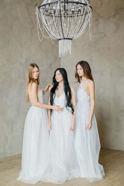 Свадебное платье Dimond. Силуэт А-силуэт. Цвет Белый / Молочный. Вид 3