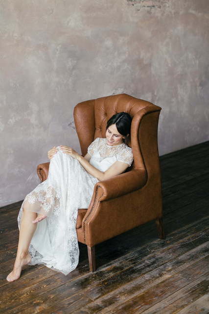 Свадебное платье Mia. Силуэт А-силуэт. Цвет Белый / Молочный. Вид 3