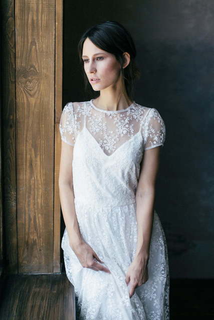 Свадебное платье Mia. Силуэт А-силуэт. Цвет Белый / Молочный. Вид 5