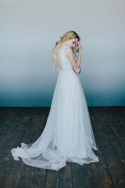 Свадебное платье Anita. Силуэт А-силуэт. Цвет Белый / Молочный. Вид 4