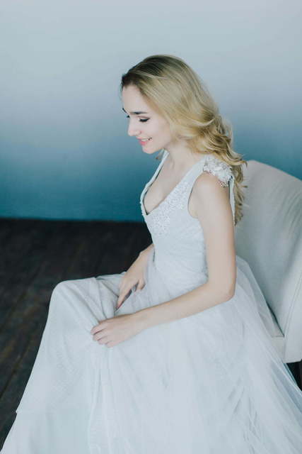 Свадебное платье Anita. Силуэт А-силуэт. Цвет Белый / Молочный. Вид 6