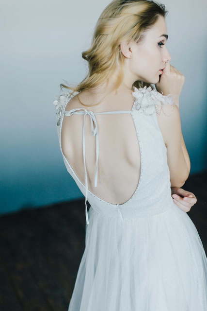 Свадебное платье Anita. Силуэт А-силуэт. Цвет Белый / Молочный. Вид 7