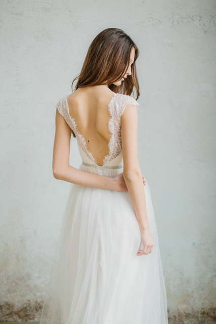 Свадебное платье Pearl. Силуэт А-силуэт. Цвет Белый / Молочный. Вид 2