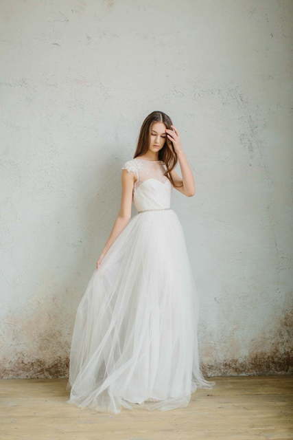 Свадебное платье Pearl. Силуэт А-силуэт. Цвет Белый / Молочный. Вид 7