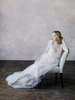 Свадебное платье Collete. Силуэт А-силуэт. Цвет оттенки Розового. Вид 1