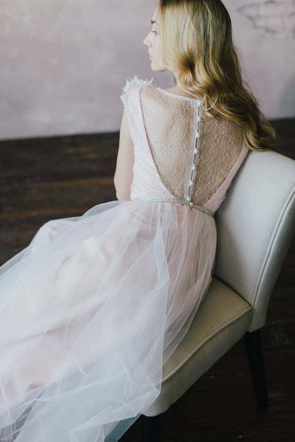 Свадебное платье Collete. Силуэт А-силуэт. Цвет оттенки Розового. Вид 2