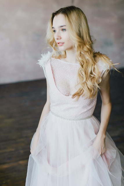 Свадебное платье Collete. Силуэт А-силуэт. Цвет оттенки Розового. Вид 4