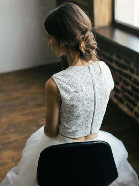 Свадебное платье Lotus. Силуэт А-силуэт. Цвет Айвори / Капучино. Вид 2