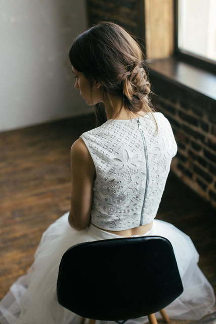 Свадебное платье Lotus. Силуэт А-силуэт. Цвет Айвори / Капучино. Вид 2