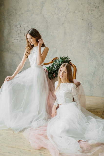 Свадебное платье Lotus. Силуэт А-силуэт. Цвет Айвори / Капучино. Вид 6