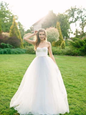 Свадебное платье Adelit. Силуэт А-силуэт. Цвет Белый / Молочный. Вид 1