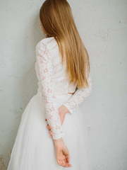 Свадебное платье Teona. Силуэт А-силуэт. Цвет Белый / Молочный. Вид 2