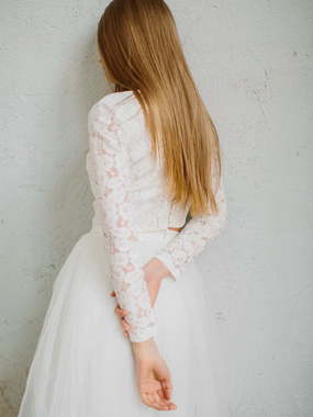 Свадебное платье Teona. Силуэт А-силуэт. Цвет Белый / Молочный. Вид 2