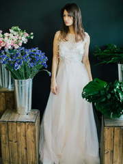 Свадебное платье Anna. Силуэт А-силуэт. Цвет Айвори / Капучино. Вид 1