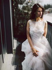 Свадебное платье Anna. Силуэт А-силуэт. Цвет Айвори / Капучино. Вид 2