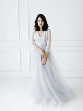 Свадебное платье Gerbera. Силуэт А-силуэт. Цвет Пепельный / Металлик, Голубой / Синий, Лавандовый / Фиолетовый. Вид 1