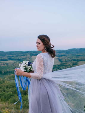 Свадебное платье Gerbera. Силуэт А-силуэт. Цвет Пепельный / Металлик, Голубой / Синий, Лавандовый / Фиолетовый. Вид 2