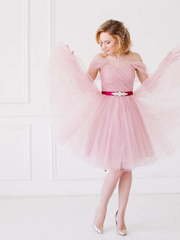 Свадебное платье Iris mini. Силуэт А-силуэт. Цвет оттенки Розового. Вид 1