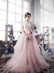 Свадебное платье Веста. Силуэт А-силуэт, Прямое. Цвет оттенки Розового. Вид 2