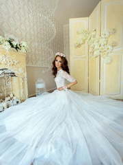 Свадебное платье Талина. Силуэт Пышное, А-силуэт, Прямое. Цвет Белый / Молочный. Вид 1