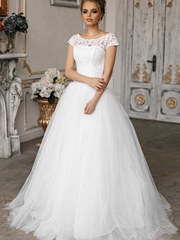 Свадебное платье Эсте. Силуэт Пышное, А-силуэт. Цвет Белый / Молочный. Вид 1