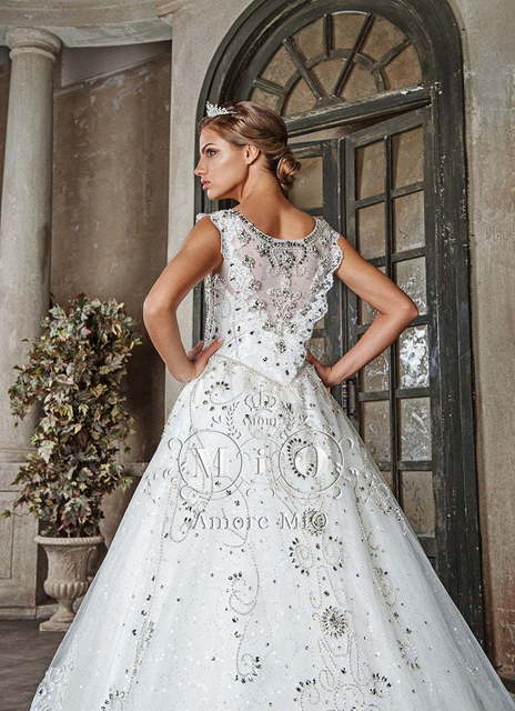 Свадебное платье Диамант 1. Силуэт А-силуэт. Цвет Белый / Молочный. Вид 3