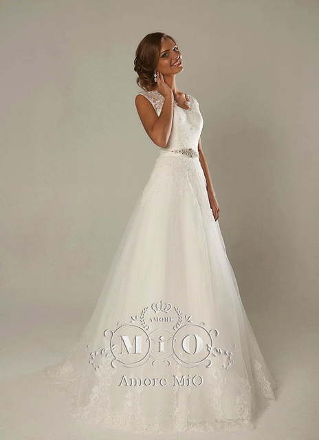 Свадебное платье Фиеста. Силуэт А-силуэт. Цвет Белый / Молочный. Вид 3