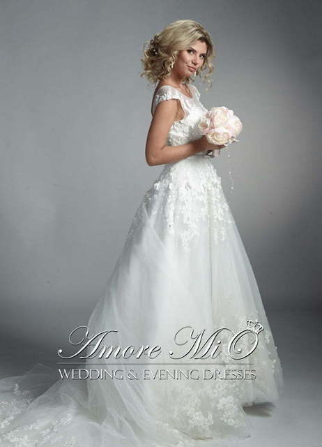 Свадебное платье Гордения. Силуэт А-силуэт. Цвет Белый / Молочный. Вид 3