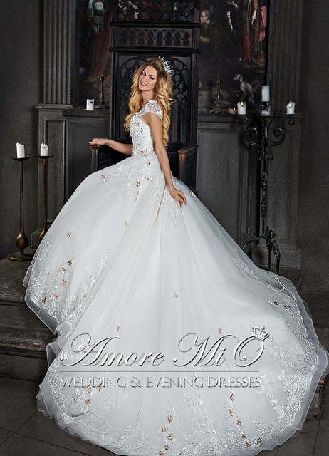 Свадебное платье Северина. Силуэт А-силуэт. Цвет Белый / Молочный. Вид 3