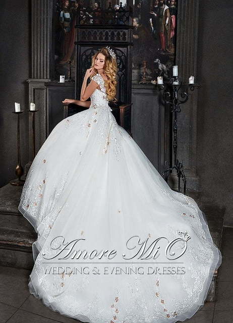 Свадебное платье Северина. Силуэт А-силуэт. Цвет Белый / Молочный. Вид 4