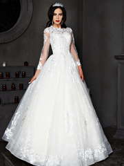 Свадебное платье Юланта. Силуэт Пышное, А-силуэт. Цвет Белый / Молочный. Вид 1